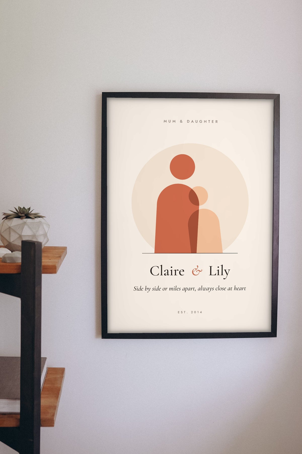 Personalised Mum and Daughter Print - on the living room wall