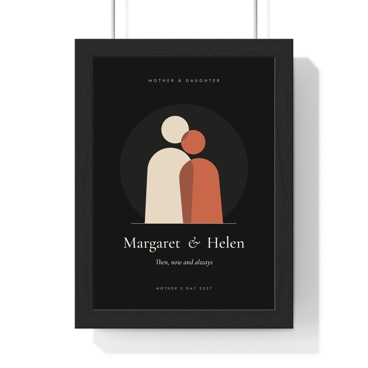 Personalised Mum and Daughter Print - framed black version