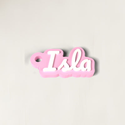 Personalised Name Keyring - close-up of the raised lettering