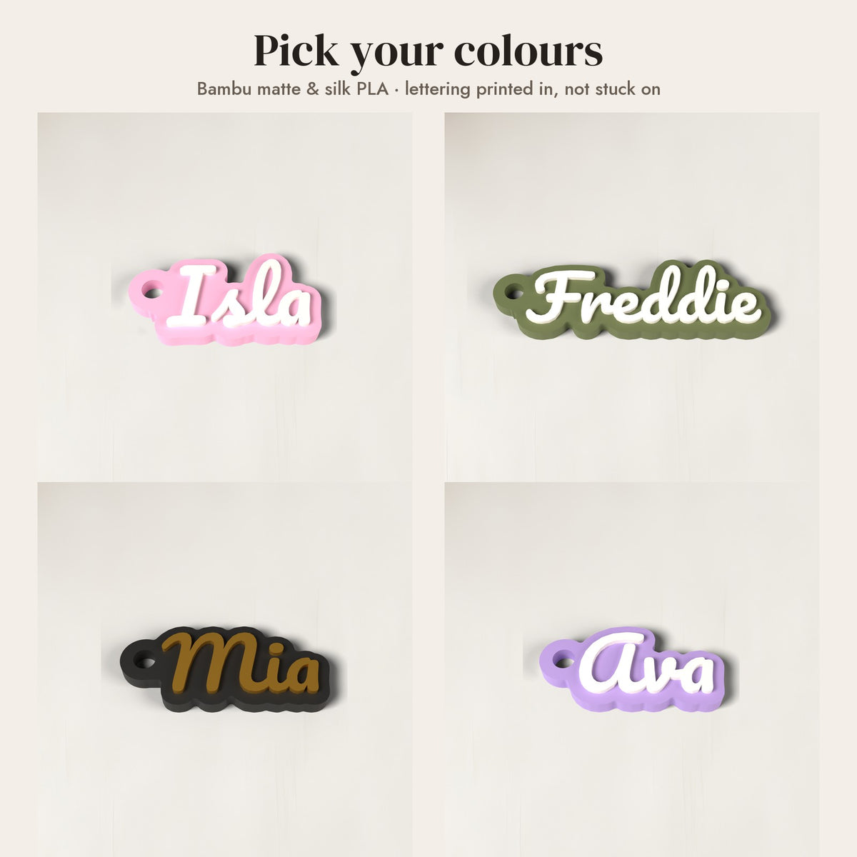 Personalised Name Keyring - colour options