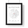 Personalised Nanny and Grandad House Map Print - framed white circle street map with a heart on Nanny and Grandad's house