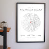 Personalised Nanny and Grandad House Map Print - Nanny and Grandad house map print on the hallway wall