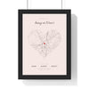 Personalised Nanny and Grandad House Map Print - framed blush heart map, Happy is being at Nan's