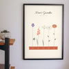 Personalised Nan's Garden Birth Flower Print - on the living room wall