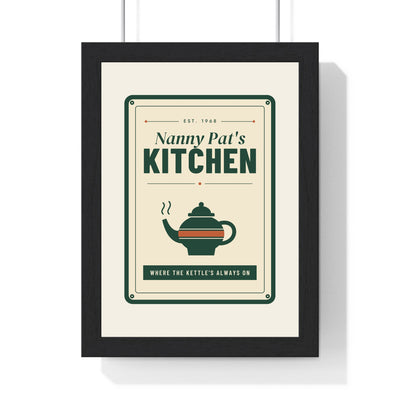 Personalised Nan's Kitchen Print - framed cream and green Nanny Pat's Kitchen sign print