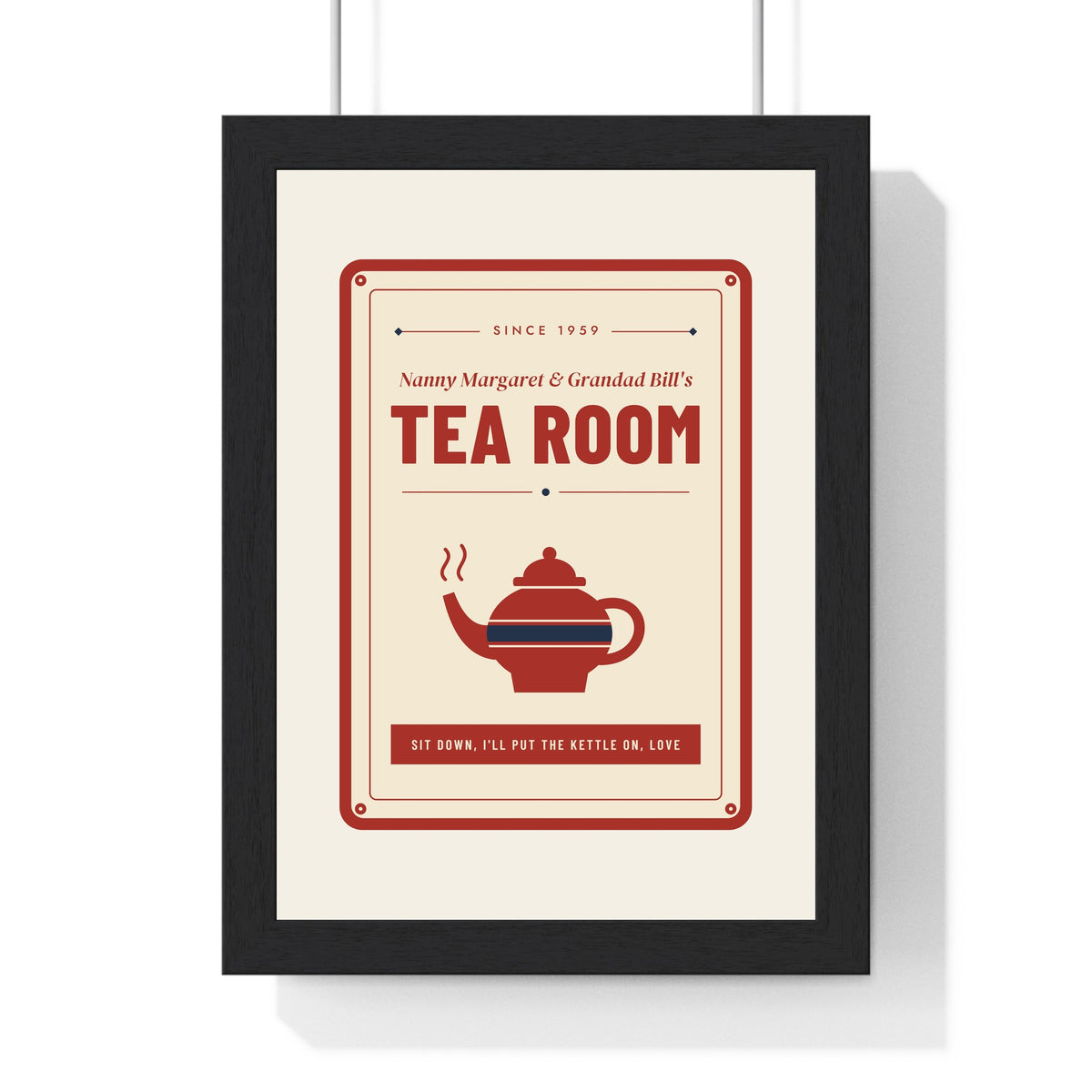 Personalised Nan's Kitchen Print - red Tea Room version