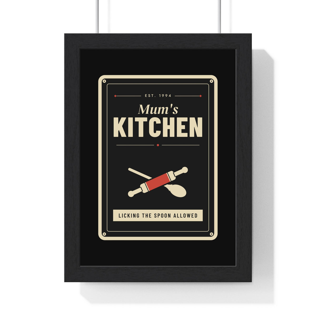 Personalised Nan's Kitchen Print - black Mum's Kitchen version