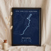 Personalised New York City Marathon Print - night style New York City Marathon print, the course glowing on a dark ground