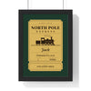 Personalised North Pole Express Ticket Print - framed gold on green version