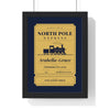 Personalised North Pole Express Ticket Print - framed gold on navy version with a long name