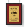 Personalised North Pole Express Ticket Print - framed gold on red version
