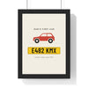 Personalised Number Plate Print - framed cream number plate print with a red hatchback above a yellow plate