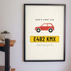 Personalised Number Plate Print - on the wall