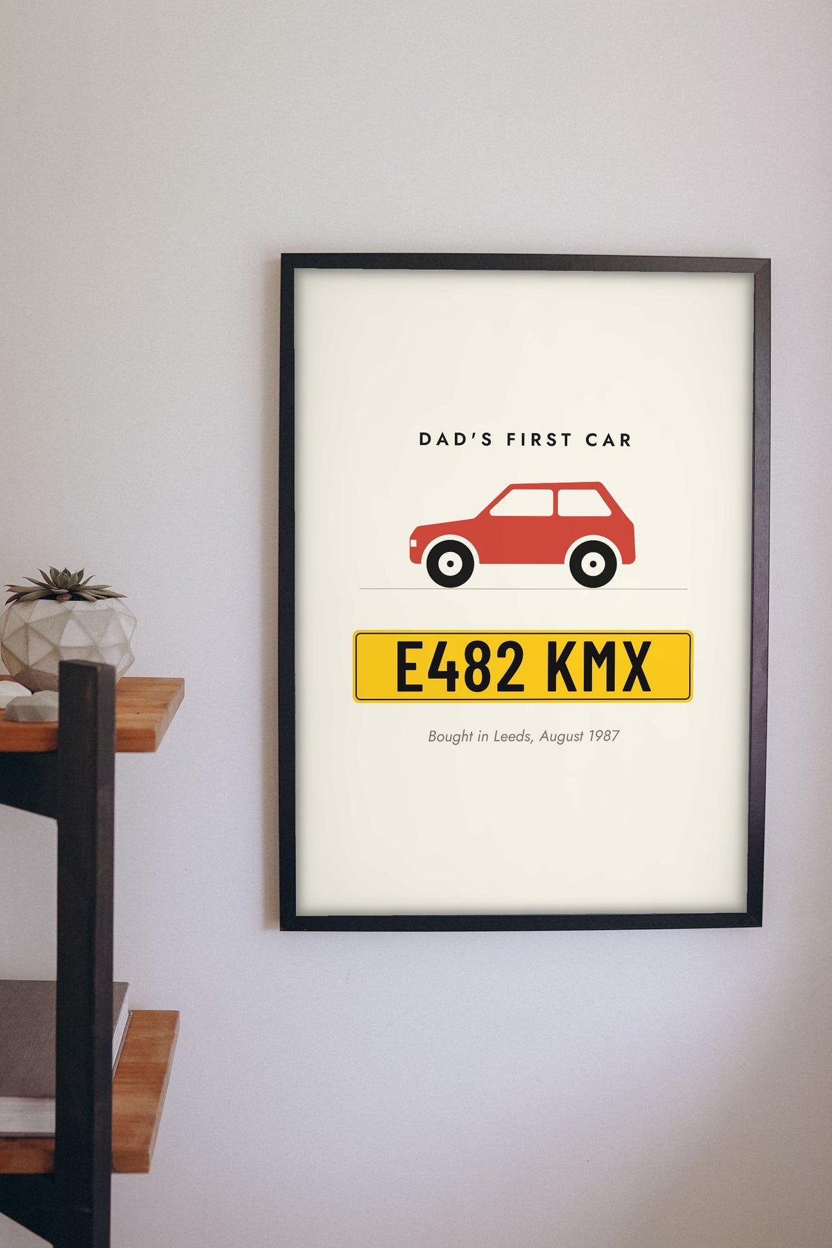 Personalised Number Plate Print - on the wall