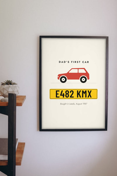 Personalised Number Plate Print - on the wall