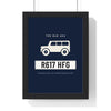 Personalised Number Plate Print - framed navy 4x4 version
