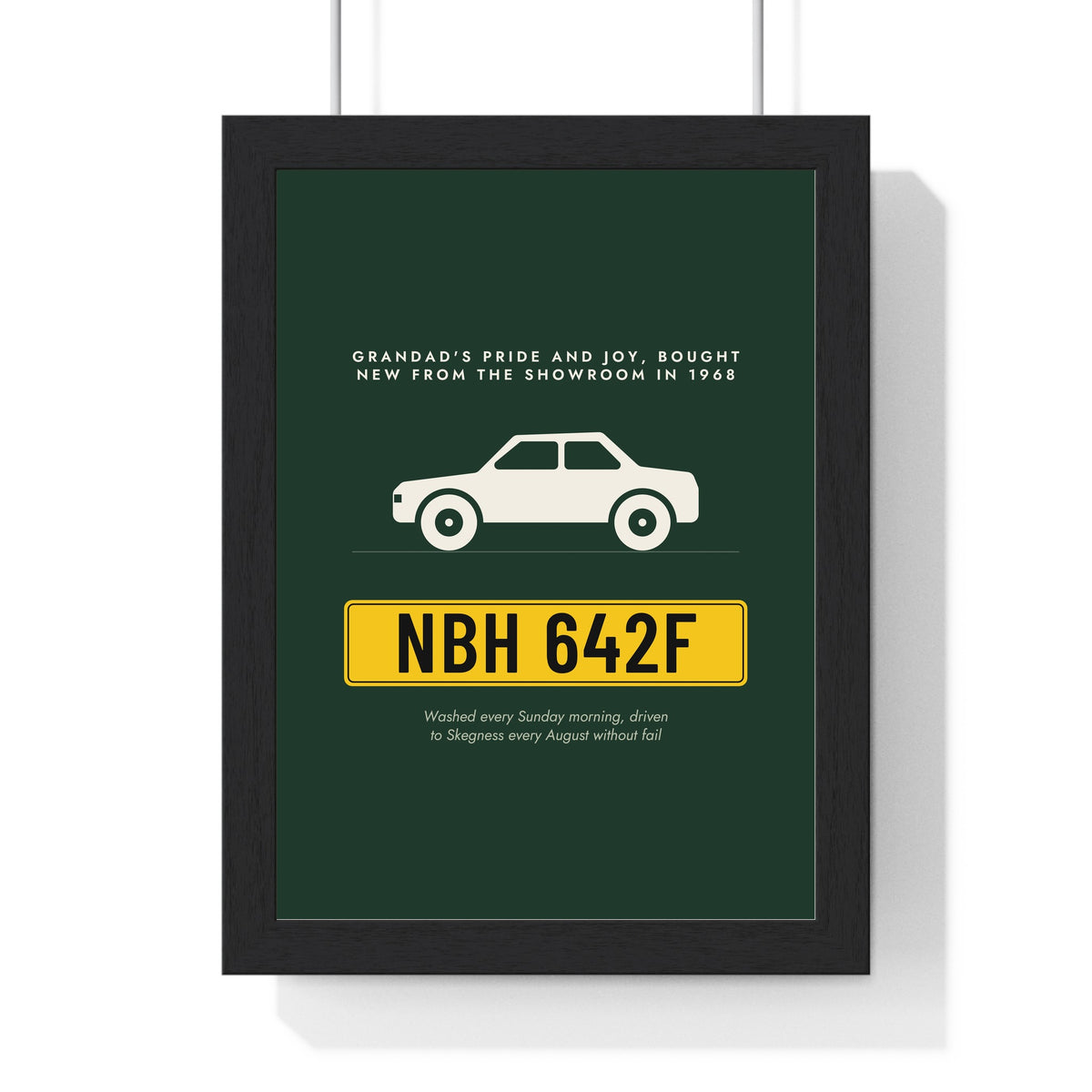 Personalised Number Plate Print - racing green classic saloon version