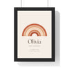 Personalised Nursery Name Print - framed terracotta rainbow arch nursery name print
