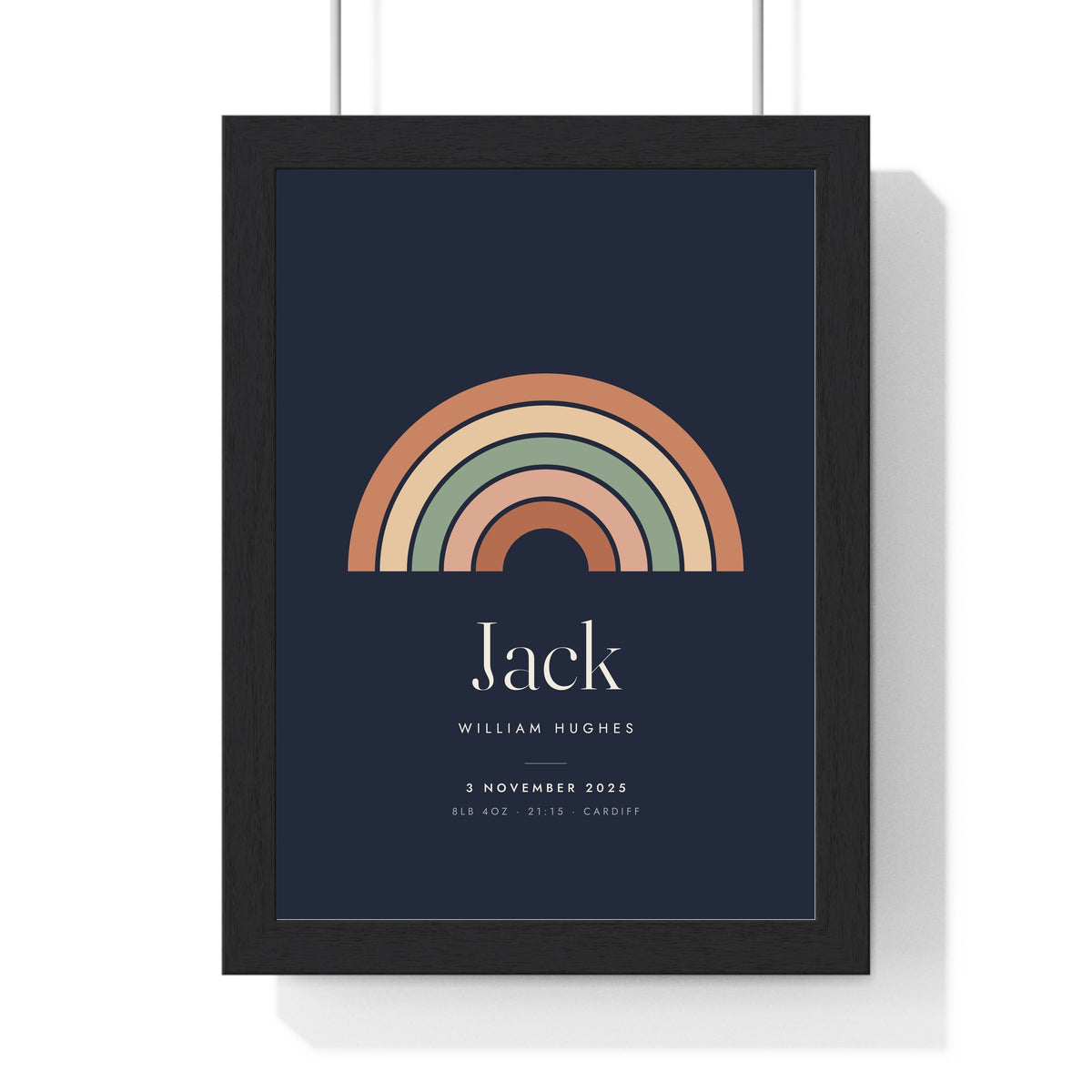 Personalised Nursery Name Print - framed midnight version