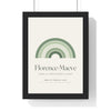 Personalised Nursery Name Print - framed sage version with a long name