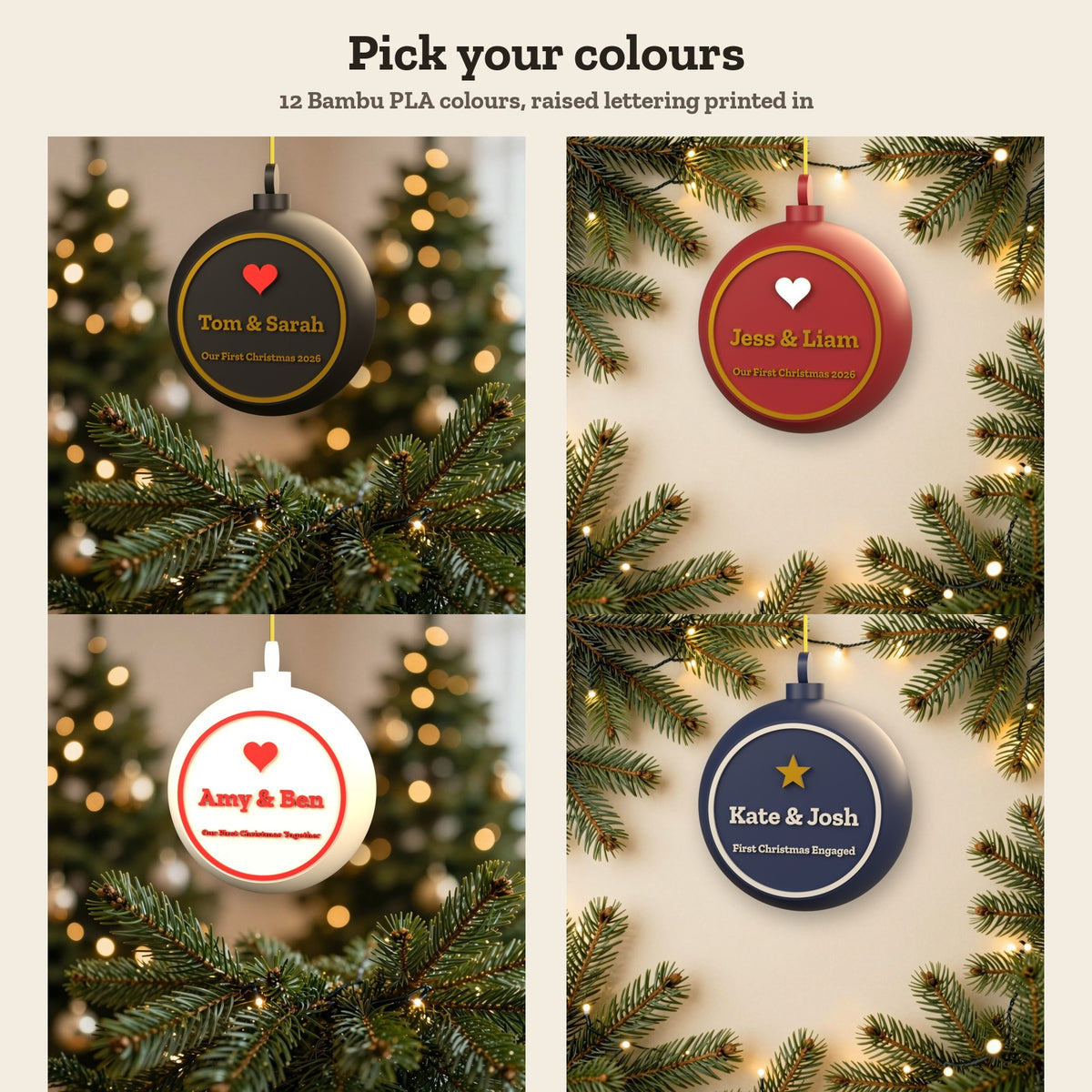 Personalised Our First Christmas Bauble - colour options