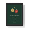 Personalised Our First Christmas Together Print - framed deep green Mrs and Mrs version with baubles