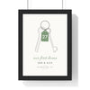 Personalised Our First Home Print - framed our first home keys print with sage number tag