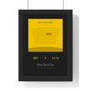 Personalised Our Seat Football Print - framed yellow and black version with three seats together for three mates