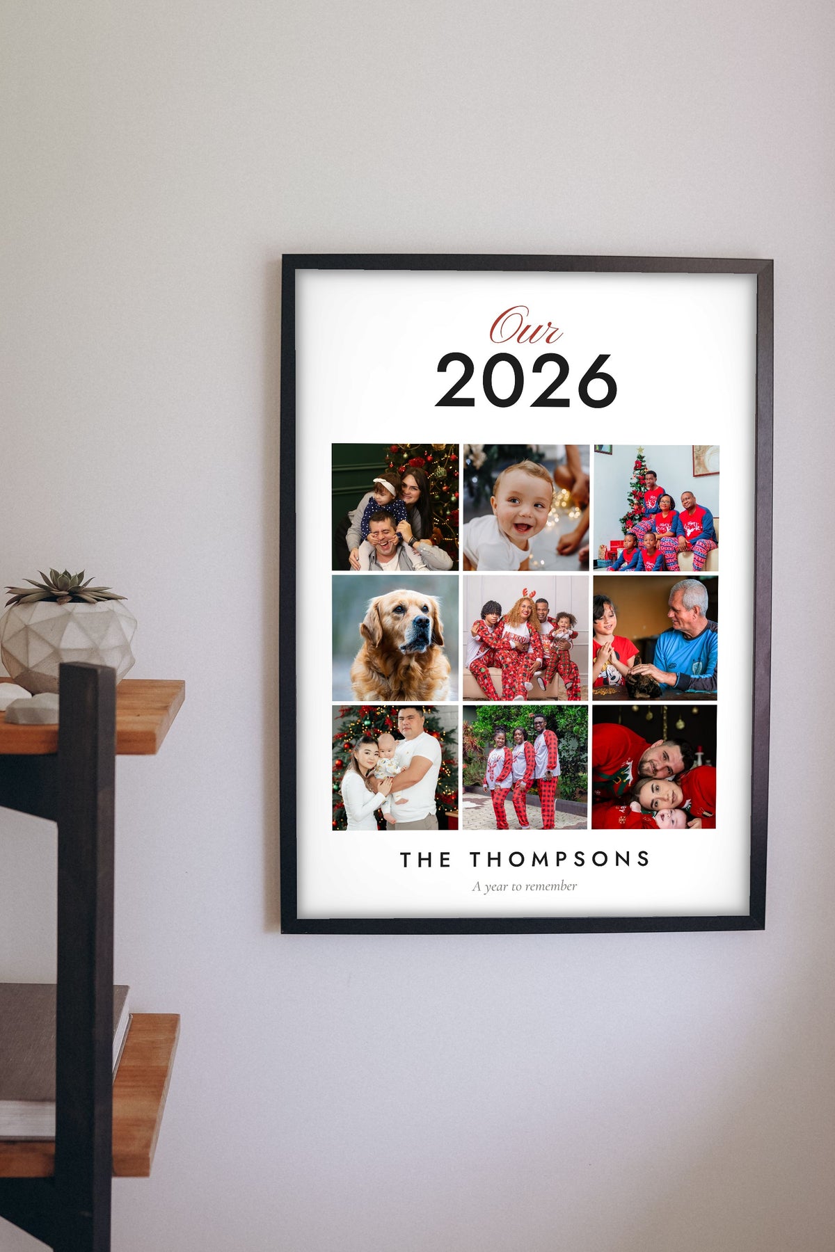 Personalised Family Photo Collage Print - hanging on a living room wall