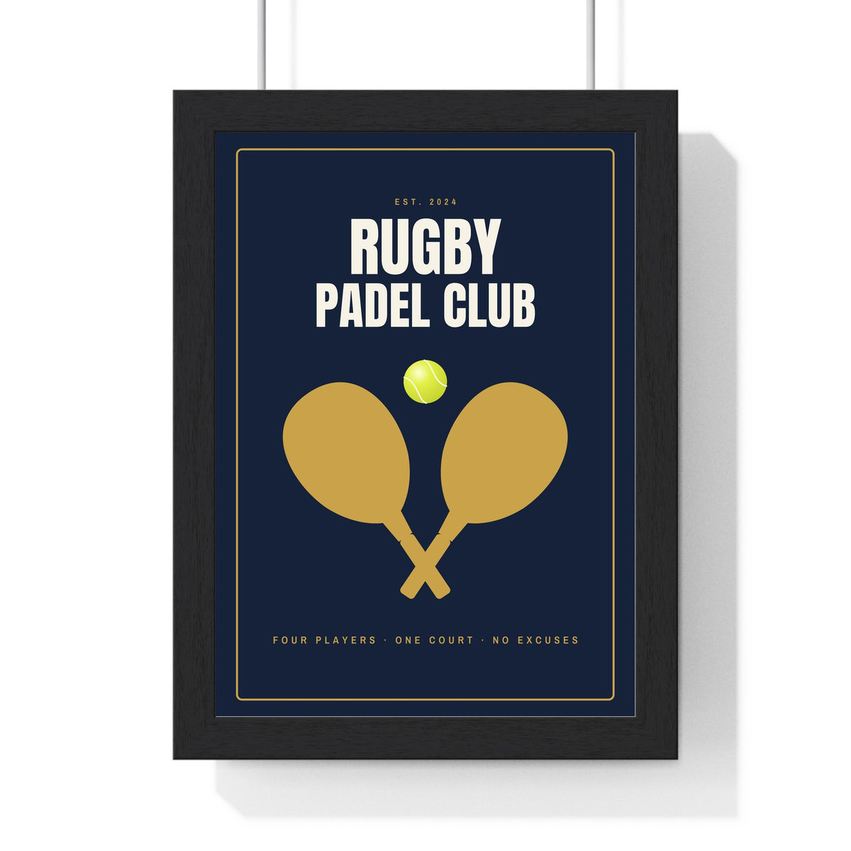 Personalised Padel Club Sign Print - framed personalised padel club sign print in navy and gold