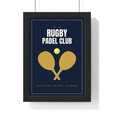Personalised Padel Club Sign Print - framed personalised padel club sign print in navy and gold