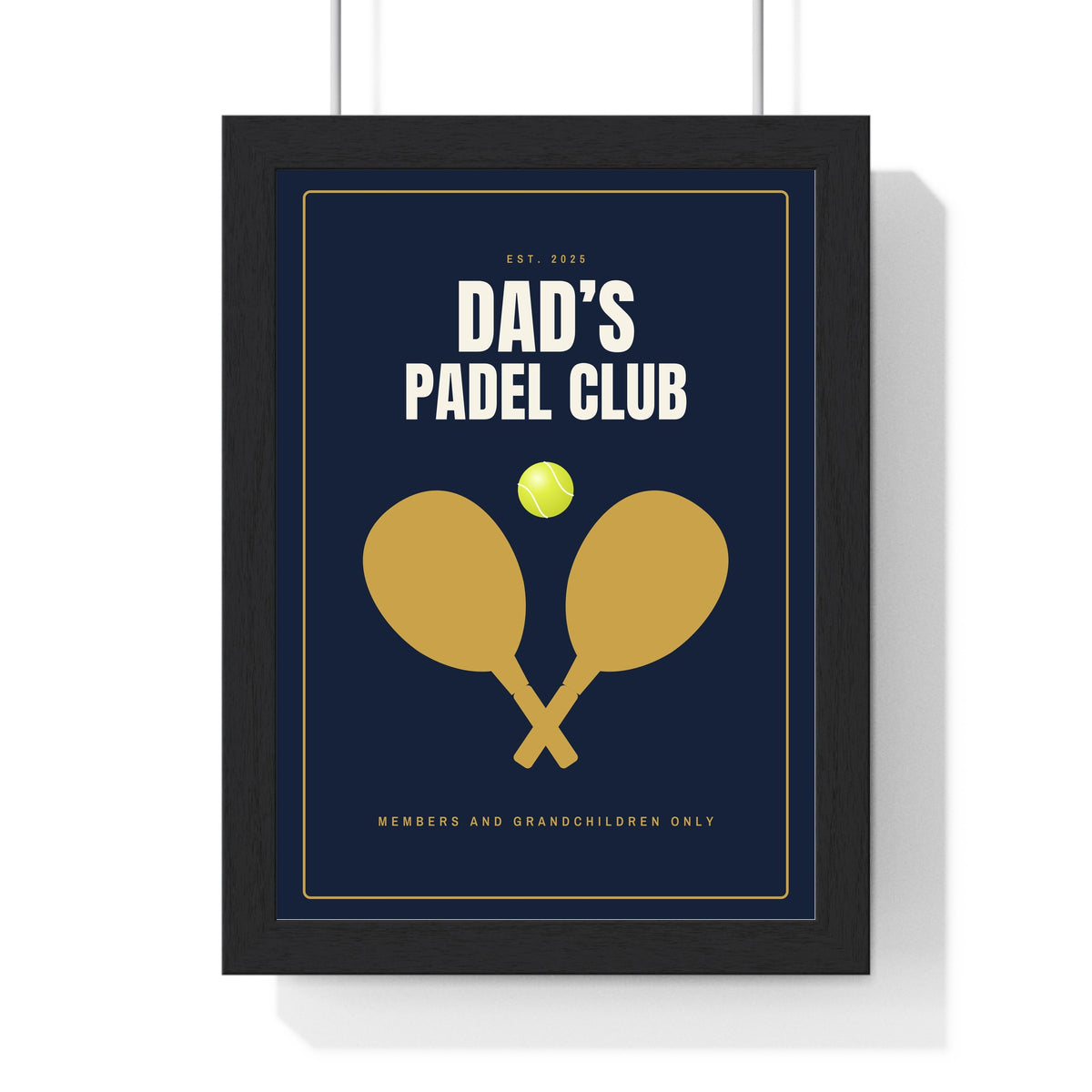 Personalised Padel Club Sign Print - framed navy version, Dad's Padel Club