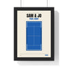 Personalised Padel Court Print - framed personalised padel court print for Sam and Jo, blue court