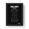 Personalised Padel Court Print - framed black padel court print with names