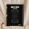 Personalised Padel Court Print - black version of the padel court print