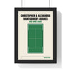 Personalised Padel Court Print - framed green padel court print with a club line