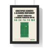 Personalised Padel Match Print - framed green padel match print with a five set score