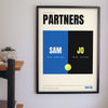 Personalised Padel Partners Print - padel partners print on a living room wall