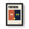 Personalised Padel Partners Print - framed terracotta and navy version