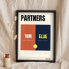 Personalised Padel Partners Print - terracotta and navy version for a mixed doubles pair