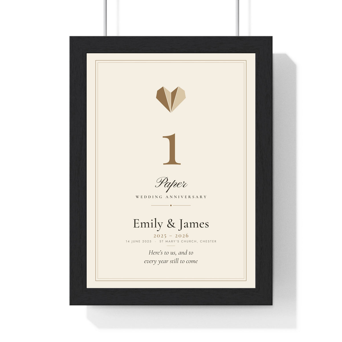 Personalised Paper Anniversary Print - framed personalised paper anniversary print