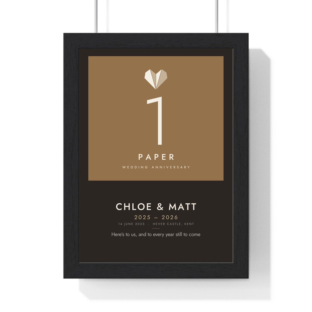 Personalised Paper Anniversary Print - modern, dark