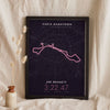 Personalised Paris Marathon Print - night style Paris Marathon print, the course glowing on a dark ground