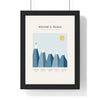 Personalised Peaks Climbed Print - framed peaks climbed print, five British mountains in alpine blue