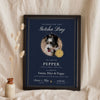 Personalised Pet Adoption Certificate Print - leaning in a frame, dark colourway