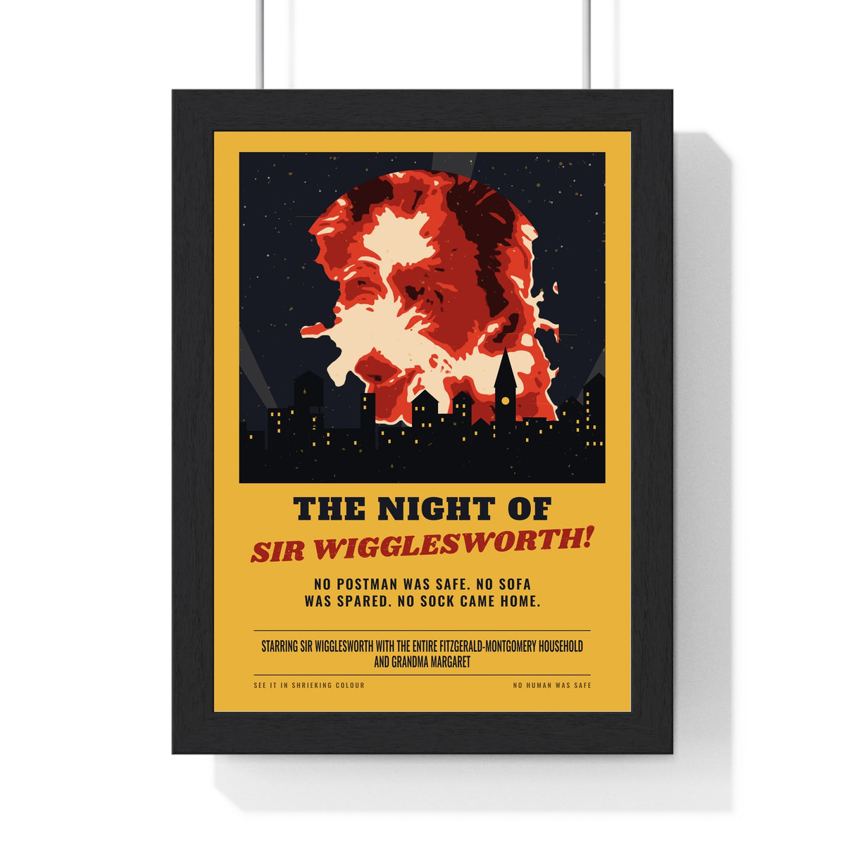 Personalised Pet Horror Movie Poster - framed mustard version