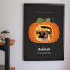 Personalised Pet in a Pumpkin Halloween Print - pet pumpkin print on a kitchen wall