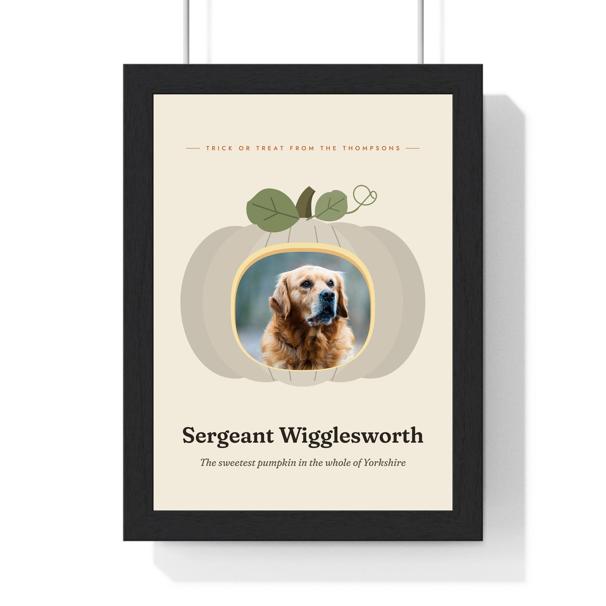 Personalised Pet in a Pumpkin Halloween Print - white heirloom pumpkin on cream