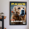 Personalised Pet Magazine Cover Print - hanging on a living room wall