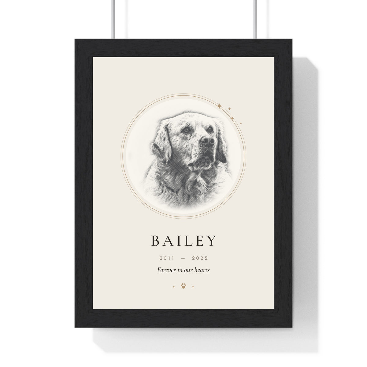 Personalised Pet Memorial Print - framed personalised pet memorial portrait print